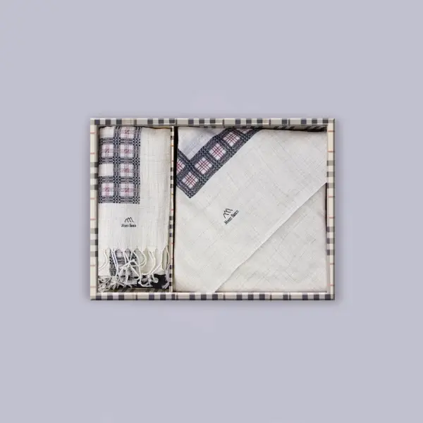 Monte Bianco Natural Wool Printed Shawl + Neck Scarf Gift