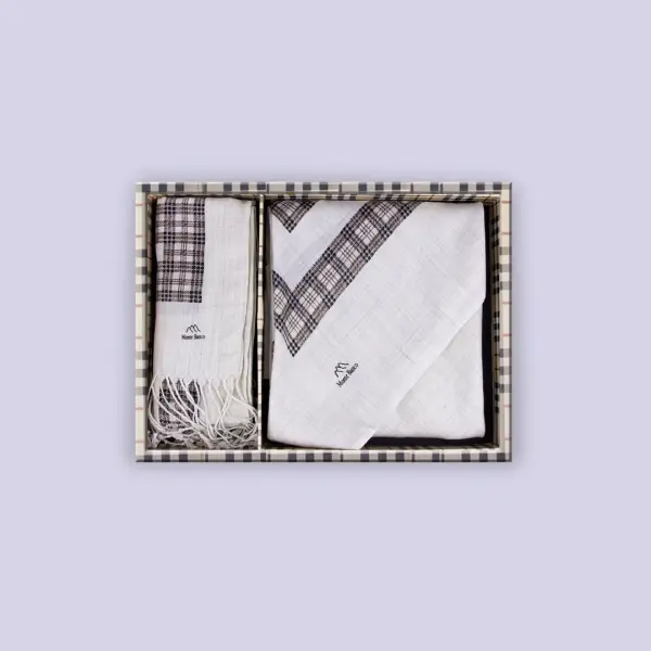 Monte Bianco Natural Wool Printed Shawl + Neck Scarf Gift