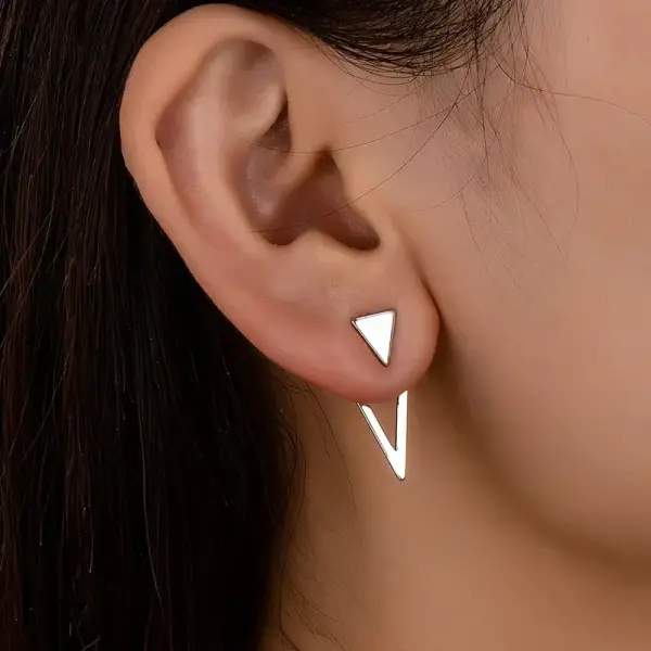 Geometric Triangle Double Wear Stud Earrings Set