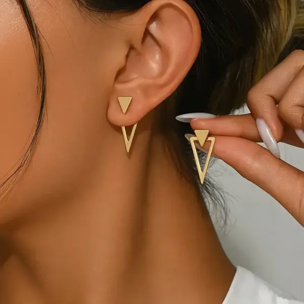Geometric Triangle Double Wear Stud Earrings Set