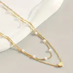 Double Layer Pearl & Love Necklace