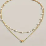 Double Layer Pearl & Love Necklace