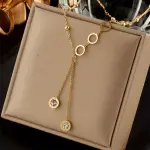 Golden Stainless Steel Circle Pendant Necklace