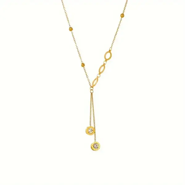Golden Stainless Steel Circle Pendant Necklace