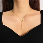 Tassel V-shaped Pendant Stainless Steel Necklace