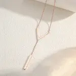 Tassel V-shaped Pendant Stainless Steel Necklace