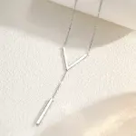 Tassel V-shaped Pendant Stainless Steel Necklace