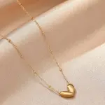 Golden Stainless Steel Heartbeat Pendant Necklace