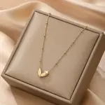 Golden Stainless Steel Heartbeat Pendant Necklace