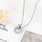 Stainless Steel Double Ring Roman Numeral Pendant Necklace