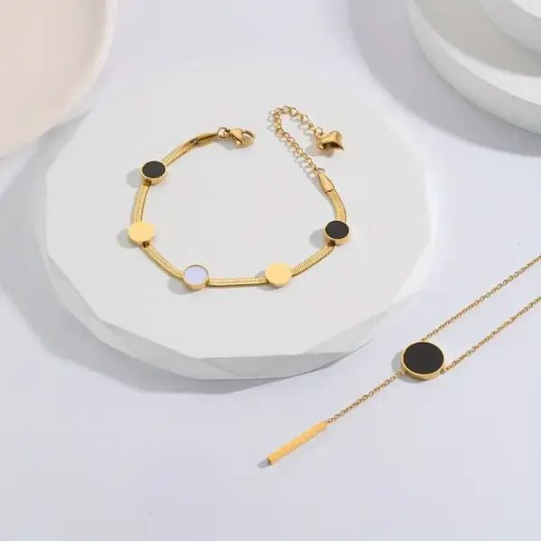Gold Plated Bracelet & Necklace Jewelry Set
