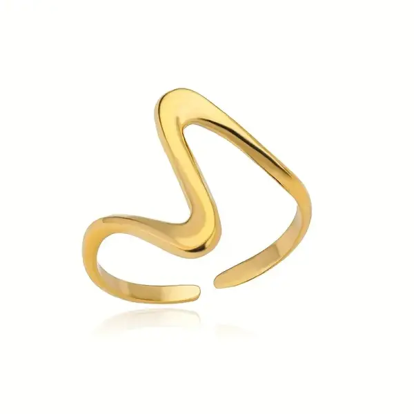 Wave Shape Style Cuff Ring