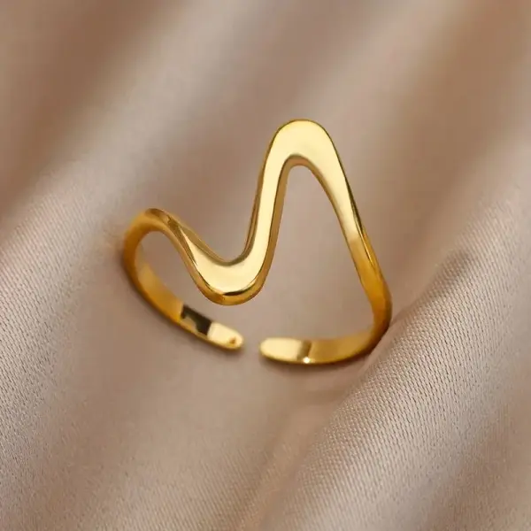 Wave Shape Style Cuff Ring