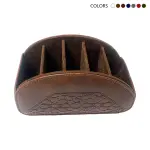 Leather Remote Control Holder — Multi-Compartment Desk Organizer