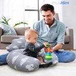 PLUSH Nursing Pillow for Breastfeeding & Baby Support with Back Clutch – Multi-Use for Feeding, Carrying & Sitting Baby, Soft 100% Cotton Removable Washable Cover