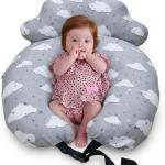 PLUSH Nursing Pillow for Breastfeeding & Baby Support with Back Clutch – Multi-Use for Feeding, Carrying & Sitting Baby, Soft 100% Cotton Removable Washable Cover