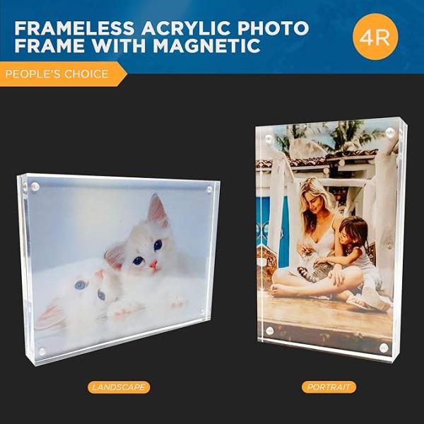 4R Clear Acrylic Photo Frames - Elegant Tabletop Picture Frames with Stand
