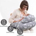 PLUSH Nursing Pillow for Breastfeeding & Baby Support with Back Clutch – Multi-Use for Feeding, Carrying & Sitting Baby, Soft 100% Cotton Removable Washable Cover