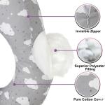 PLUSH Nursing Pillow for Breastfeeding & Baby Support with Back Clutch – Multi-Use for Feeding, Carrying & Sitting Baby, Soft 100% Cotton Removable Washable Cover