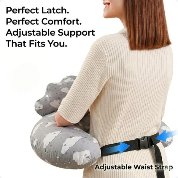PLUSH Nursing Pillow for Breastfeeding & Baby Support with Back Clutch – Multi-Use for Feeding, Carrying & Sitting Baby, Soft 100% Cotton Removable Washable Cover