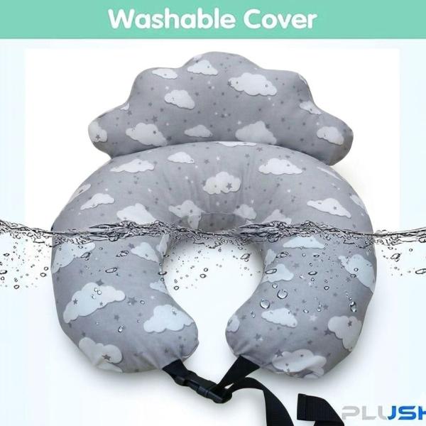 PLUSH Nursing Pillow for Breastfeeding & Baby Support with Back Clutch – Multi-Use for Feeding, Carrying & Sitting Baby, Soft 100% Cotton Removable Washable Cover