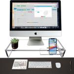 Creative Planet Premium Clear Acrylic Monitor Stand Riser with Phone Holder for Laptop & Desktop Organization