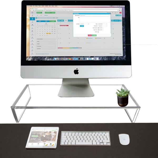 Premium Acrylic Laptop & Monitor Riser with Integrated Phone Stand - Ideal for Home Office