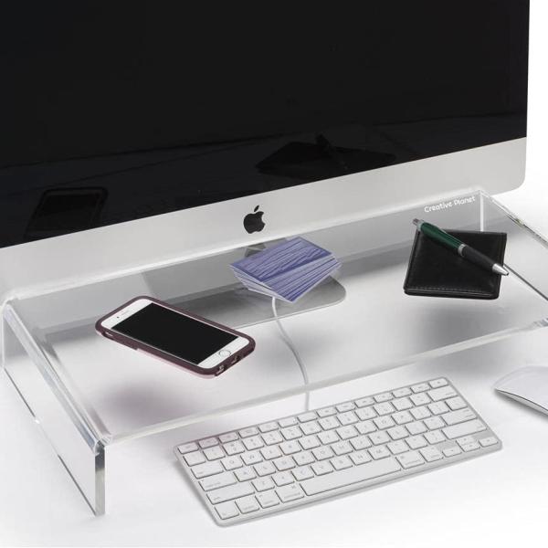 Premium Acrylic Laptop & Monitor Riser with Integrated Phone Stand - Ideal for Home Office