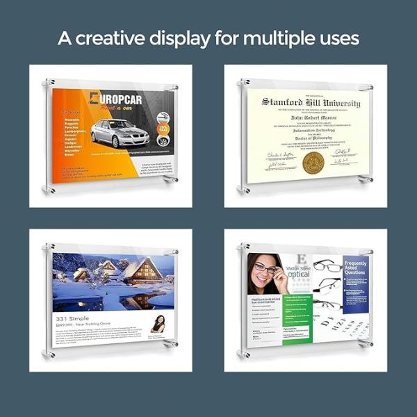 A4 Acrylic Wall Frame - Elegant Frameless Display for Certificates, Photos, & Documents (21x30 cm)