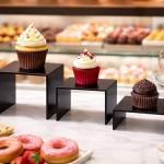 Black Acrylic Rectangle Display Risers - Set of 3 Heights (3", 4", 5")