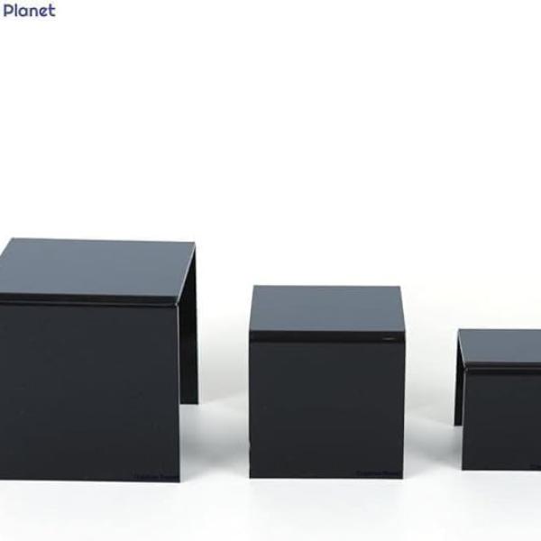 Black Acrylic Rectangle Display Risers - Set of 3 Heights (3", 4", 5")