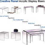 Black Acrylic Rectangle Display Risers - Set of 3 Heights (3", 4", 5")