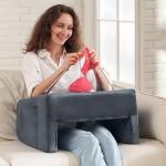 PLUSH Reading Pillow & Lap Desk for Gaming, Laptop - Large with Cup Holder, Grey