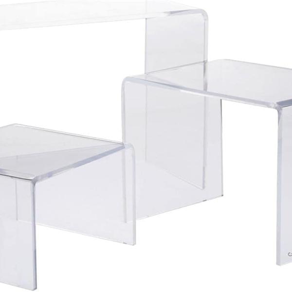 Acrylic Display Riser Stand - Rectangle Organizer for Figurines, Food, & Jewelry (3", 4", 5")