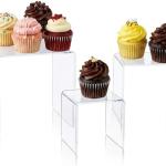 Clear Acrylic Display Riser Set - Square (3", 4", 5") for Figurines & Desserts
