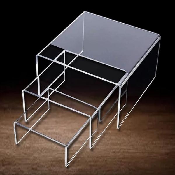 Acrylic Display Riser Stand - Rectangle Organizer for Figurines, Food, & Jewelry (3", 4", 5")