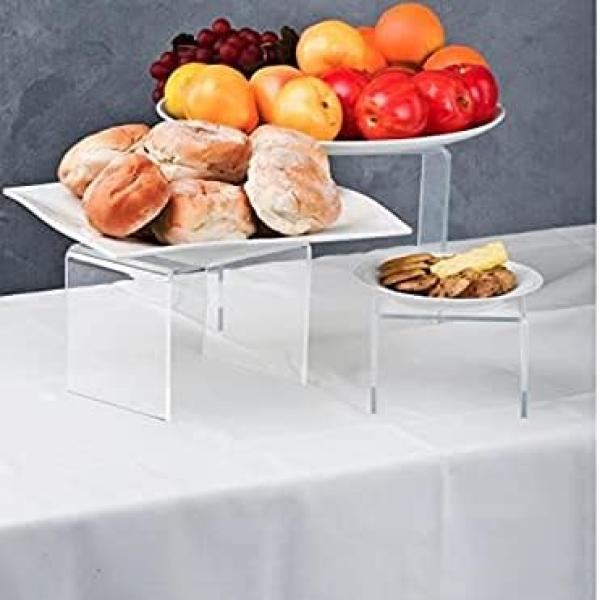 Clear Acrylic Display Riser Set - Square (3", 4", 5") for Figurines & Desserts
