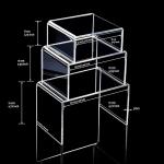 Acrylic Display Riser Stand - Rectangle Organizer for Figurines, Food, & Jewelry (3", 4", 5")