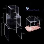 Clear Acrylic Display Riser Set - Square (3", 4", 5") for Figurines & Desserts