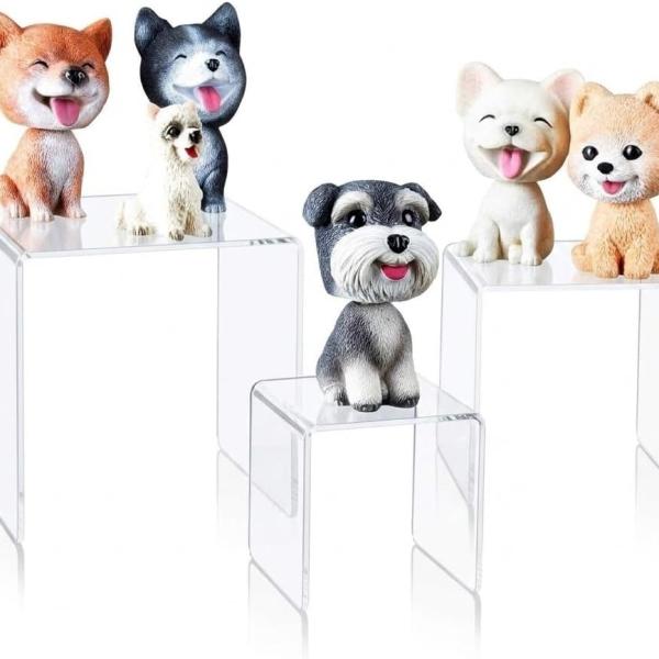 Clear Acrylic Display Riser Set - Square (3", 4", 5") for Figurines & Desserts