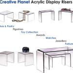 Acrylic Display Riser Stand - Rectangle Organizer for Figurines, Food, & Jewelry (3", 4", 5")