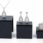 Black Acrylic Square Display Risers - Set of 3 (3", 4", 5") for Figures, Desserts & More