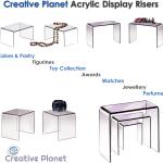 Clear Acrylic Display Riser Set - Square (3", 4", 5") for Figurines & Desserts