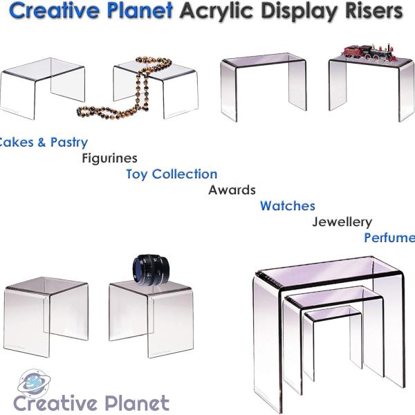 Clear Acrylic Display Riser Set - Square (3", 4", 5") for Figurines & Desserts