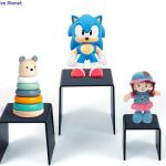 Black Acrylic Square Display Risers - Set of 3 (3", 4", 5") for Figures, Desserts & More