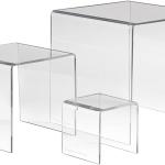 Clear Acrylic Display Riser Set - Square (3", 4", 5") for Figurines & Desserts