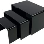 Black Acrylic Square Display Risers - Set of 3 (3", 4", 5") for Figures, Desserts & More
