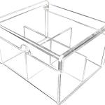 Clear Acrylic Tea Bag Organizer Box with Lid - 4 Compartments for Tea, Condiments & Crafts