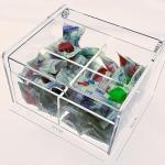 Clear Acrylic Tea Bag Organizer Box with Lid - 4 Compartments for Tea, Condiments & Crafts