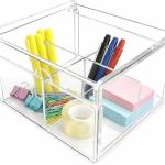 Clear Acrylic Tea Bag Organizer Box with Lid - 4 Compartments for Tea, Condiments & Crafts